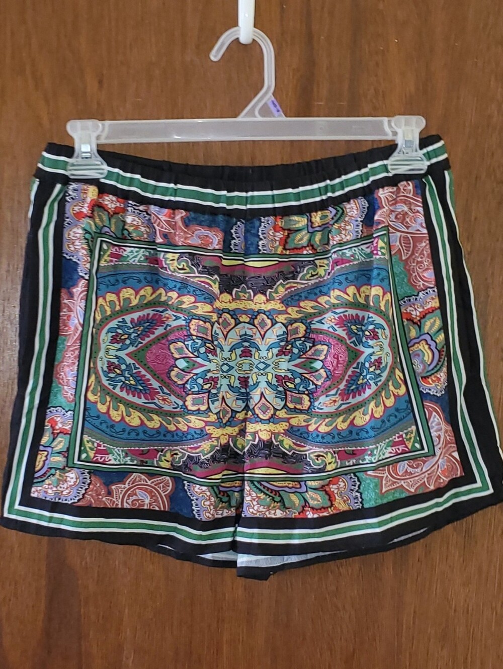 Umgee Boho Paisley Print Scarf Motif Shorts Sz Large
